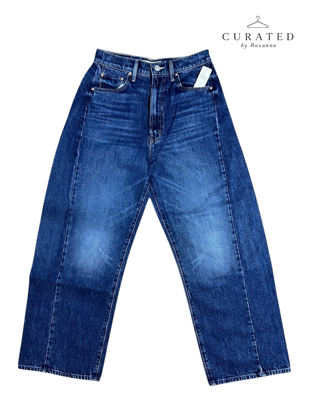 MOTHER The Half-Pipe Ankle Jeans 27” NWT High Rise Wide Leg Blue Denim